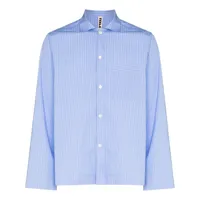 tekla chemise de pyjama rayée en popeline - bleu