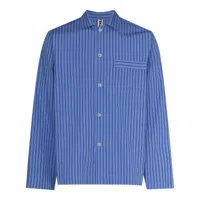 tekla chemise de pyjama rayée en popeline - bleu