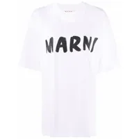 marni t-shirt en coton à logo imprimé - blanc