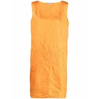 issey miyake pre-owned robe mi-longue à design sans manches - orange