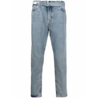off-white jean court à ceinture industrial - bleu