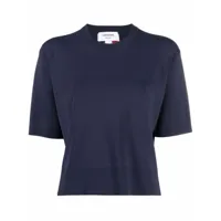 thom browne t-shirt à bande tricolore en intarsia - bleu