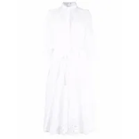 valentino garavani robe-chemise plissée à fleurs en dentelle - blanc