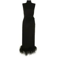 16arlington robe mi-longue maika ornée de plumes - noir