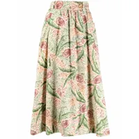 hermès pre-owned jupe mi-longue imprimée (années 1980) - vert