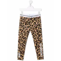 dsquared2 kids legging à imprimé léopard - marron