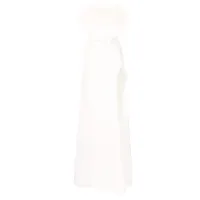 rachel gilbert robe longue linc bordée de plumes - blanc