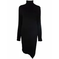 jil sander robe asymétrique en maille - noir
