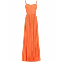 dolce & gabbana robe longue à design plissé - orange