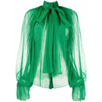 atu body couture blouse plissée à col lavallière - vert