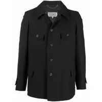 maison margiela manteau en jean à simple boutonnage - noir