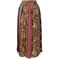 pierre-louis mascia jupe mi-longue plissée à fleurs - rouge