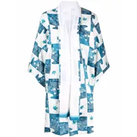 a.n.g.e.l.o. vintage cult veste à fleurs patchwork (années 1970) - bleu