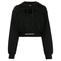 versace jeans couture hoodie à taille à logo - noir