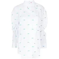 pushbutton chemise asymétrique à logo imprimé - blanc