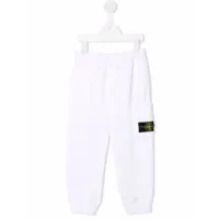 stone island junior pantalon de jogging à patch logo - blanc