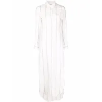 thom browne robe-chemise en lin à rayures tricolores - blanc