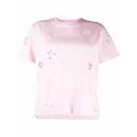 thom browne t-shirt à fleurs brodées - rose