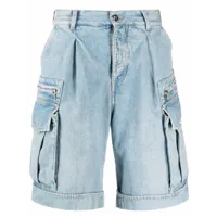 balmain short en jean à poches cargo - bleu