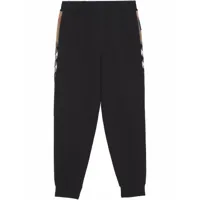 burberry pantalon de jogging à détails rayés - noir