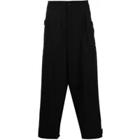 yohji yamamoto pantalon sarouel à taille haute - noir