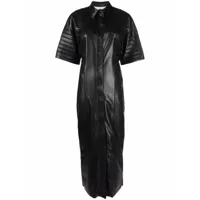 nanushka robe-chemise cintrée en cuir artificiel - noir