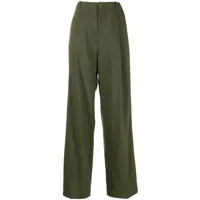 dion lee pantalon de tailleur droit à détails perforés - vert