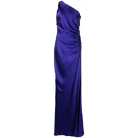 michelle mason robe longue asym à fronces - violet