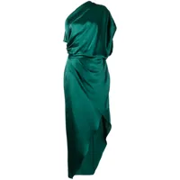 michelle mason robe mi-longue drapée en soie - vert