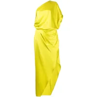 michelle mason robe mi-longue drapée en soie - jaune