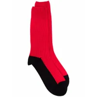 yohji yamamoto chaussettes en maille nervurée - rouge