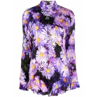 balenciaga chemise fleurie à effet froissé - violet