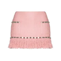 area minijupe en tweed à franges - rose