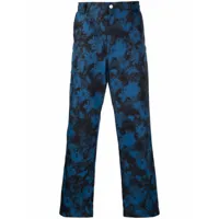 kenzo pantalon droit ghost flower à motif tie dye - bleu