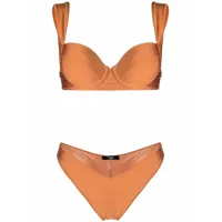 noire swimwear bikini à effet verni - orange