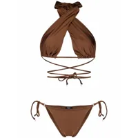 noire swimwear bikini à design croisé - marron