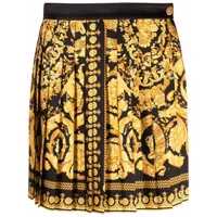 versace jupe plissée à motif baroque - noir