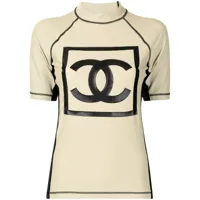 chanel pre-owned t-shirt sports cc à détail de patch (2003) - blanc