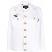 philipp plein veste en jean à patch logo - blanc