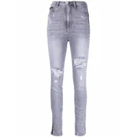 philipp plein legging en jean à taille haute - gris