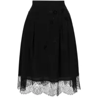 shiatzy chen jupe mi-longue à fleurs brodées - noir