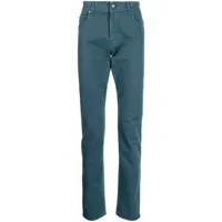 corneliani pantalon fuselé à taille haute - bleu
