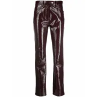 courrèges pantalon slim en cuir artificiel - rouge