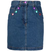 moschino pre-owned jupe en jean à boutonnière (années 1990) - bleu