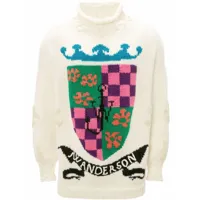 jw anderson pull en maille intarsia à col montant - blanc
