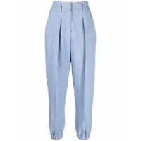 brunello cucinelli pantalon de tailleur en lin à chevilles resserrées - bleu