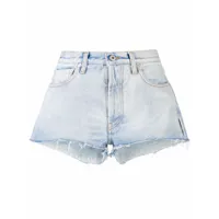 off-white short en jean à bords frangés - bleu