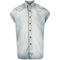 saint laurent chemise en jean à design sans manches - bleu