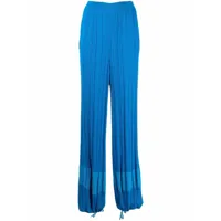 stella mccartney pantalon de jogging colour block en maille nervurée - bleu