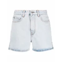off-white short en jean à imprimé diag - bleu